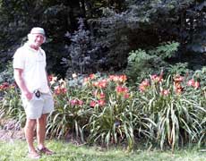 Curt Hanson with his daylilies