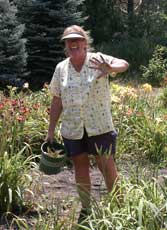 Cindy working in the garden