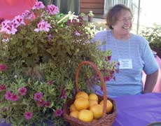 Sherrie at refreshment table